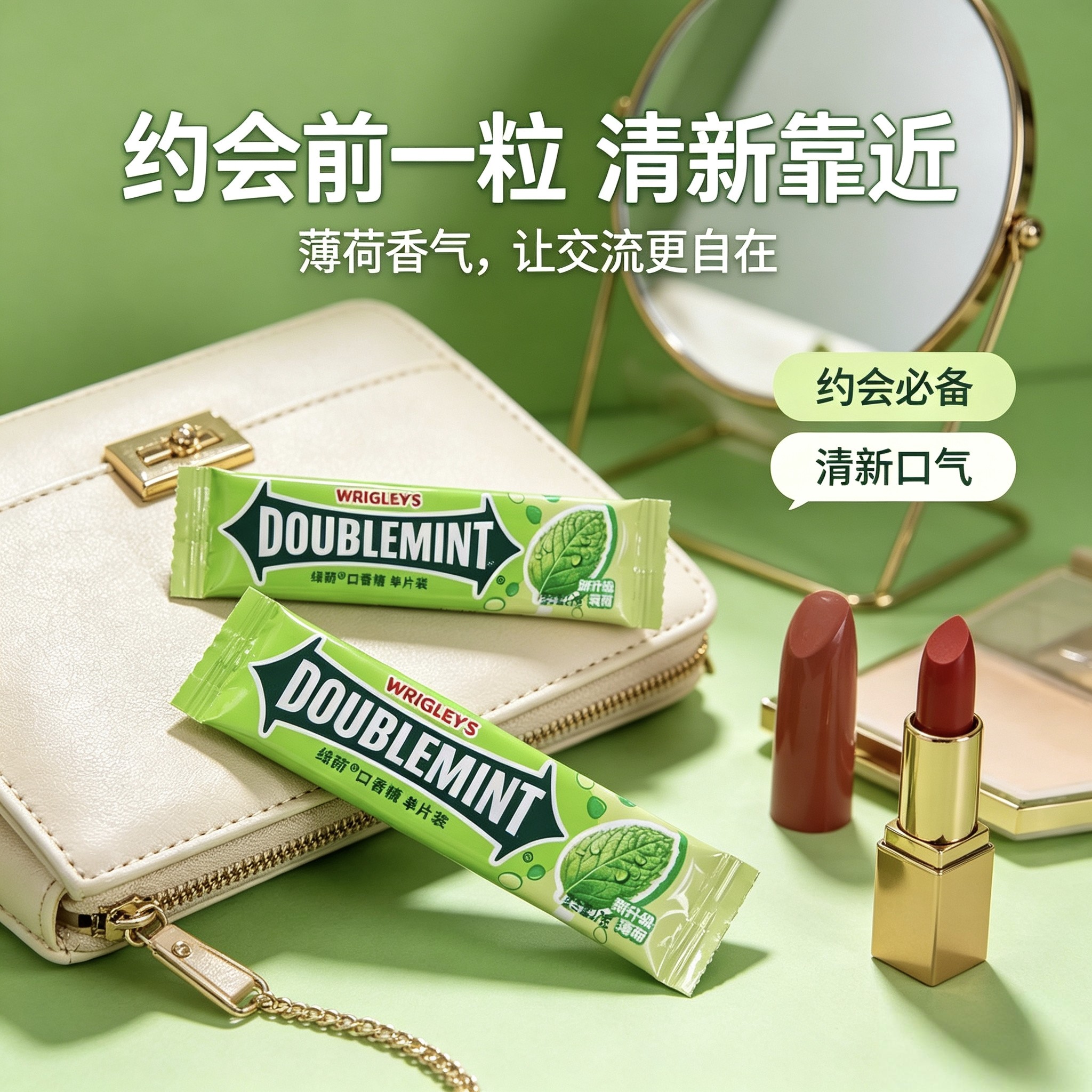 绿箭口香糖薄荷清新休闲食品独立小包装办公出游分享解馋小吃
