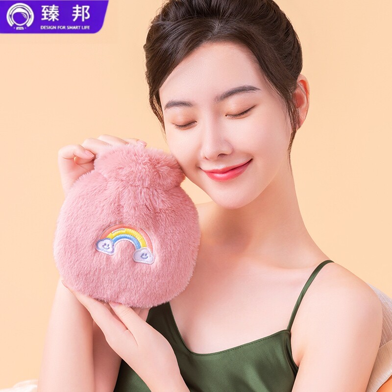 臻邦迷你小号注水式热水袋可爱毛绒暖手宝宝婴儿敷肚子暖水袋灌水