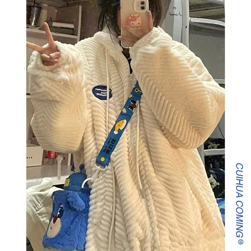 毛绒绒外套女冬季慵懒风