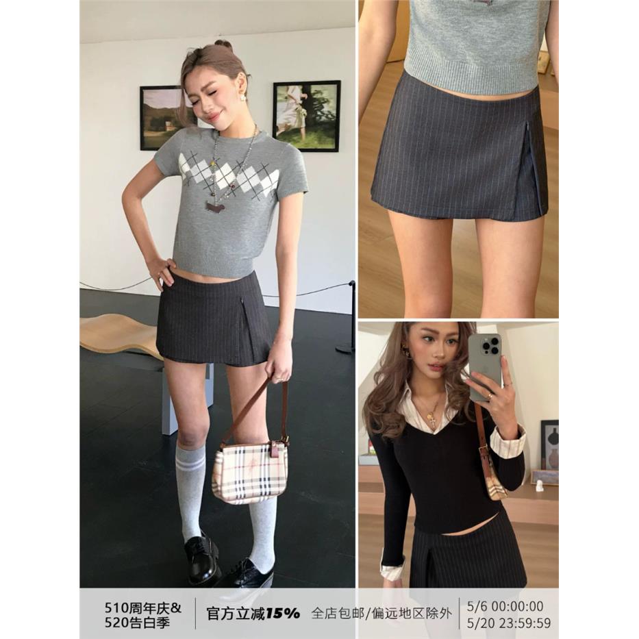 灰色西装短裙女夏季2026