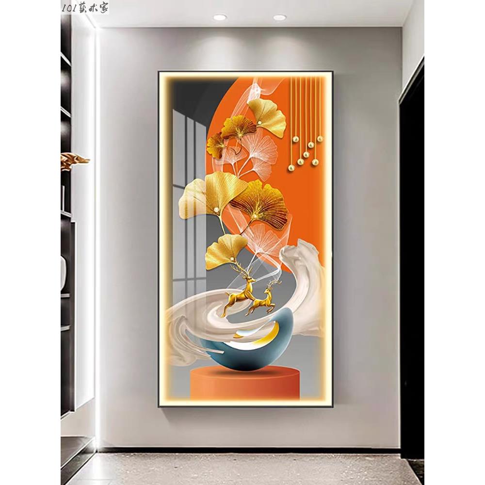 led氛围带灯光画入户正对门玄关装饰画走廊过道轻奢现代感应挂画图片