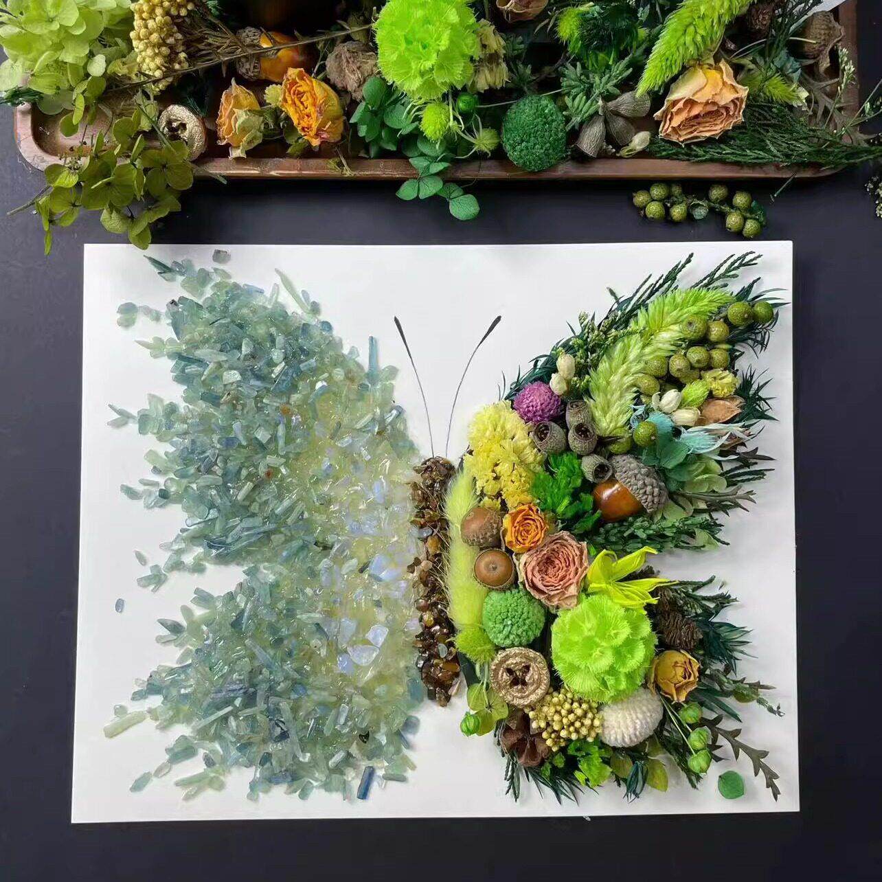 Y酱永生花diy材料水晶蝴蝶干燥花相框diy立体手工标本创意礼物
