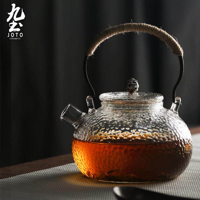 九土烧水玻璃壶锤纹泡茶壶过滤泡茶煮茶家用功夫茶耐热玻璃提梁壶