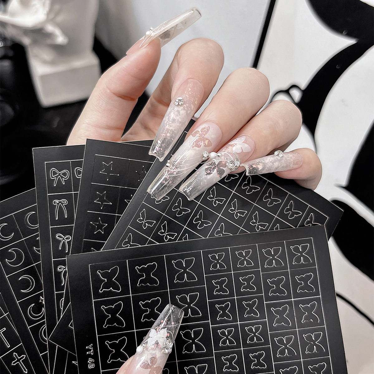 torkbond透明蝴蝶自粘美甲贴纸