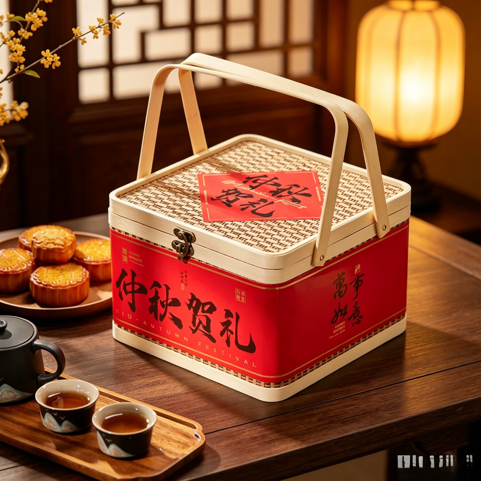 2026新款高档竹编月饼包装盒
