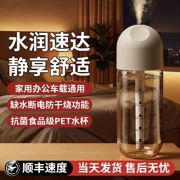 小型加湿器家用室内办公车载通用迷你居家桌面防干烧空气净化补水