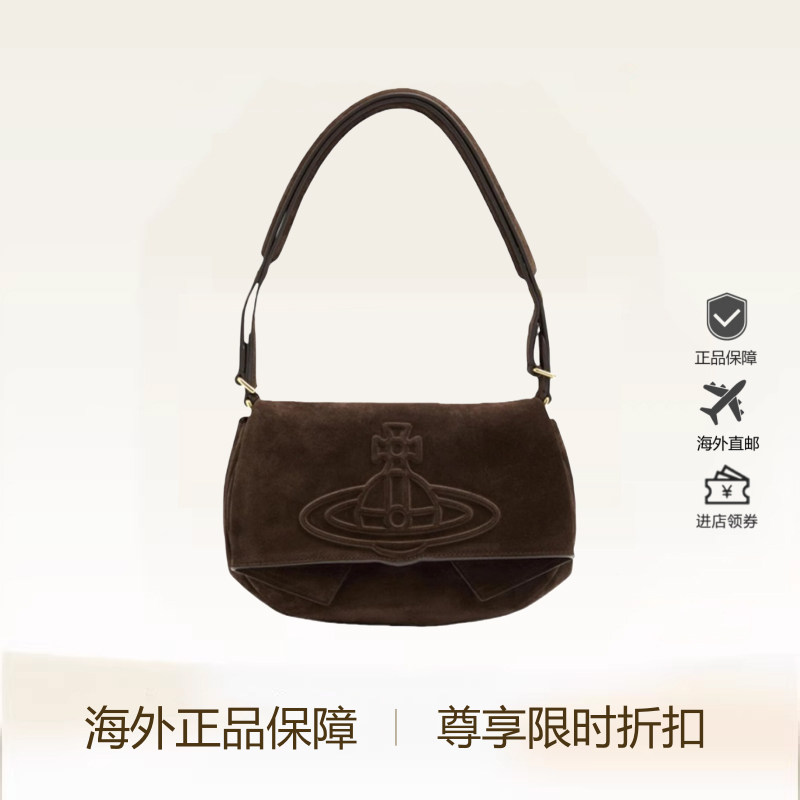 欧洲正品直邮西太后包包土星logo复古麂皮翻盖手提单肩复古燕子包