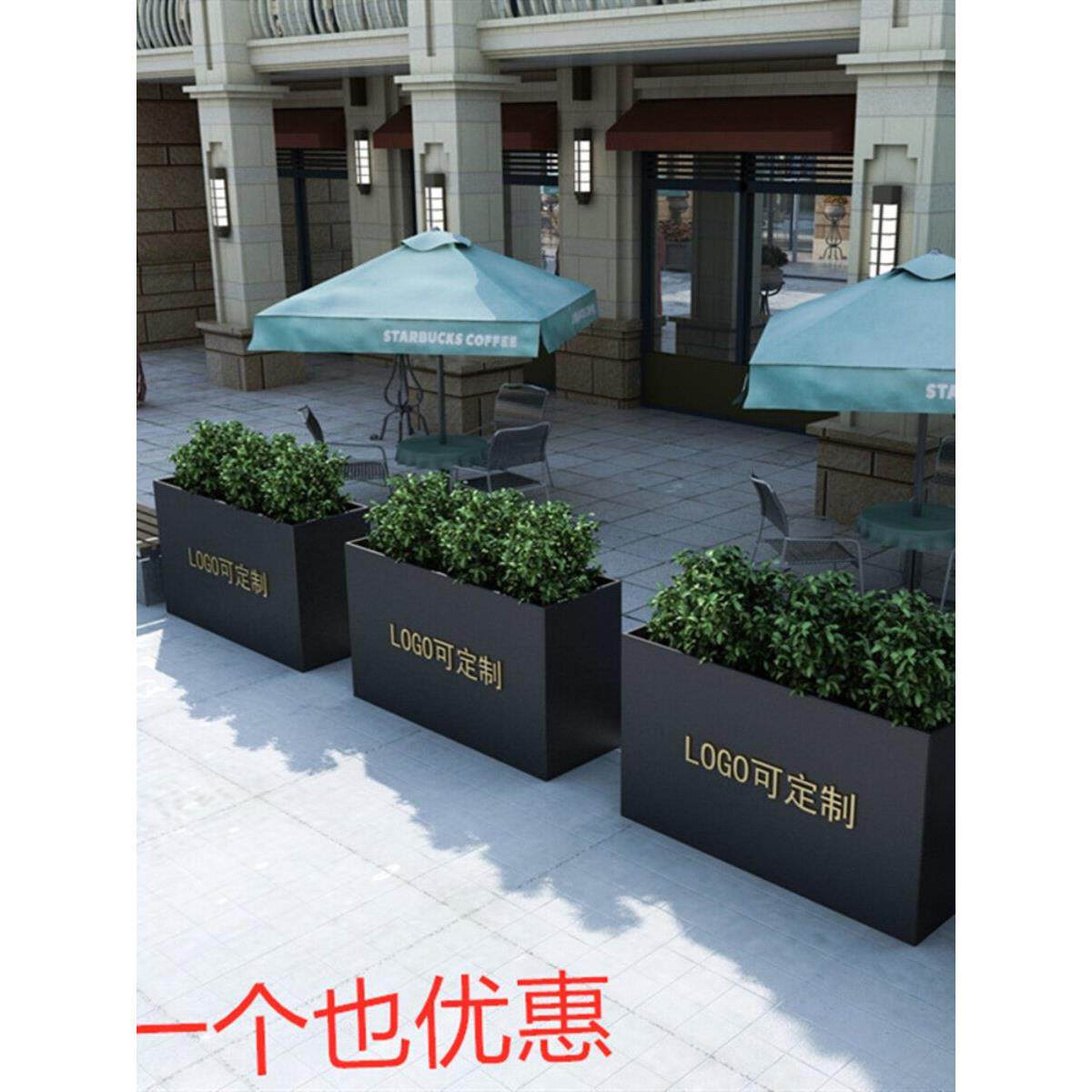 铁艺户外花箱外摆商业街售楼部广场隔断长方形花架子花坛花槽花盆