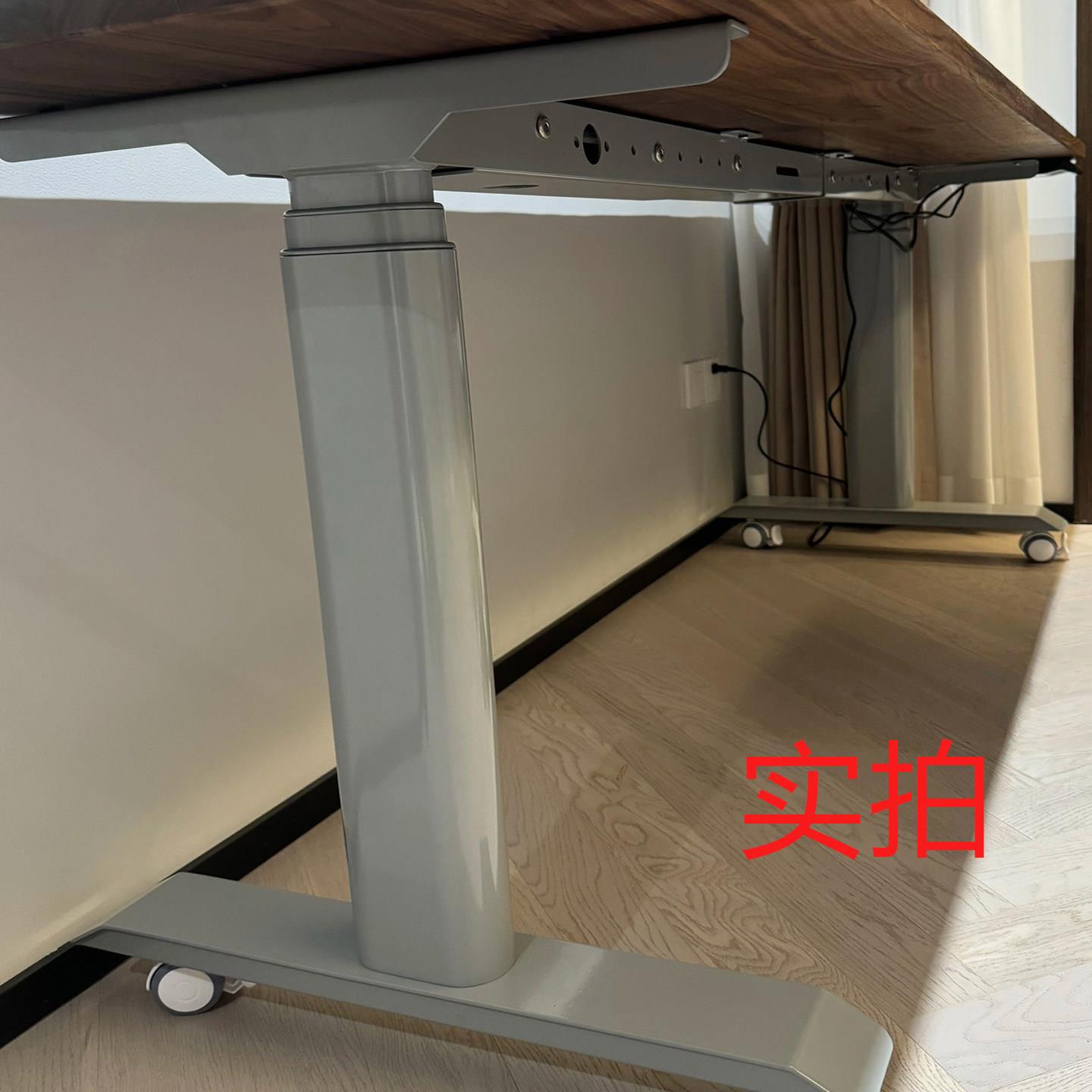 电动升降桌腿桌架小尺寸偏心家用实木黑胡桃40cm50cm高度定制书桌图片