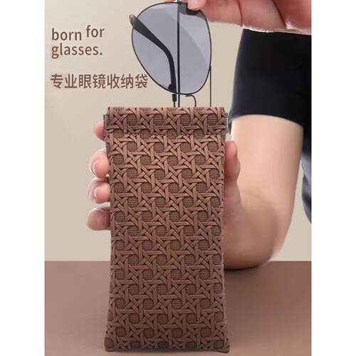 眼镜袋墨镜太阳镜皮质弹片自动闭合便携式收纳包防水眼镜束口皮套