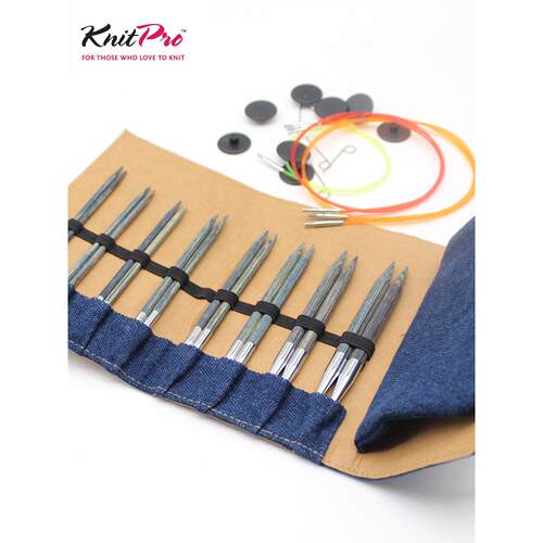 进口工具新品包邮knitpro可拆卸环针蓝色桦木套装毛衣环形针20643