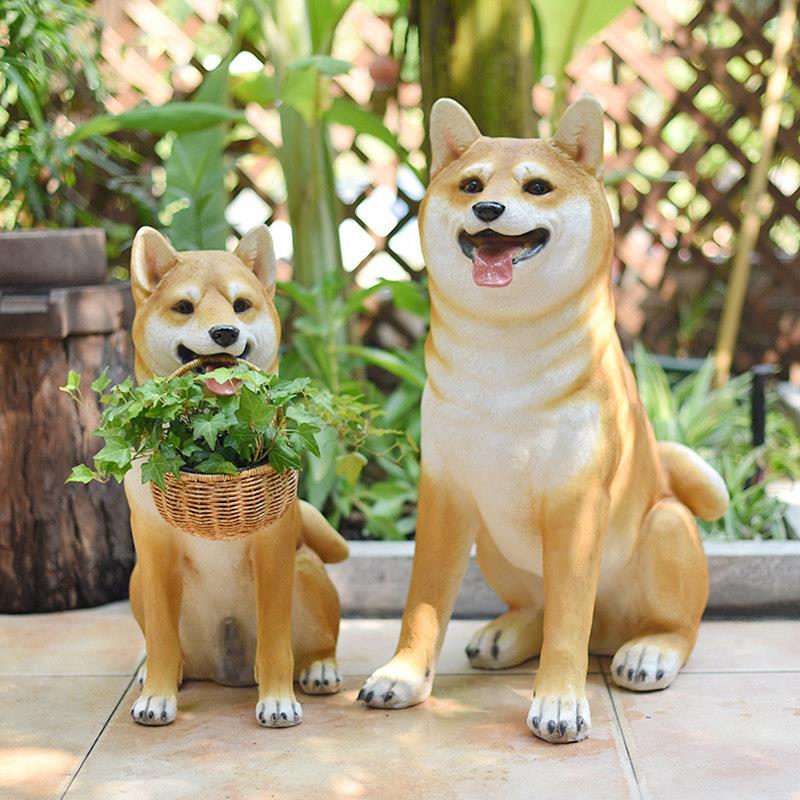 彷真狗摆件秋田犬柴犬模型家居客厅玄关落地装饰布置庭院花园雕塑