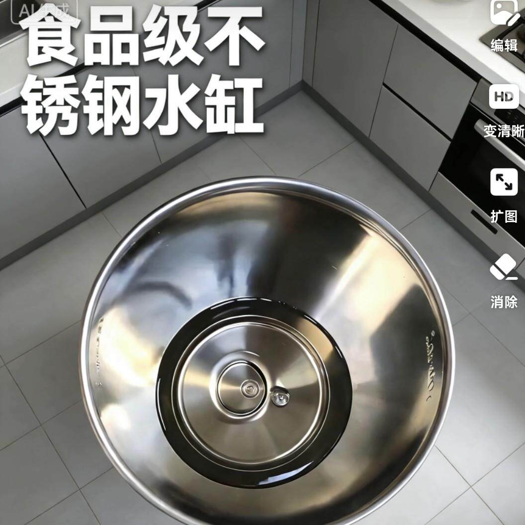 柔美304不锈钢水缸水桶水池带盖子不锈钢桶家用储米桶