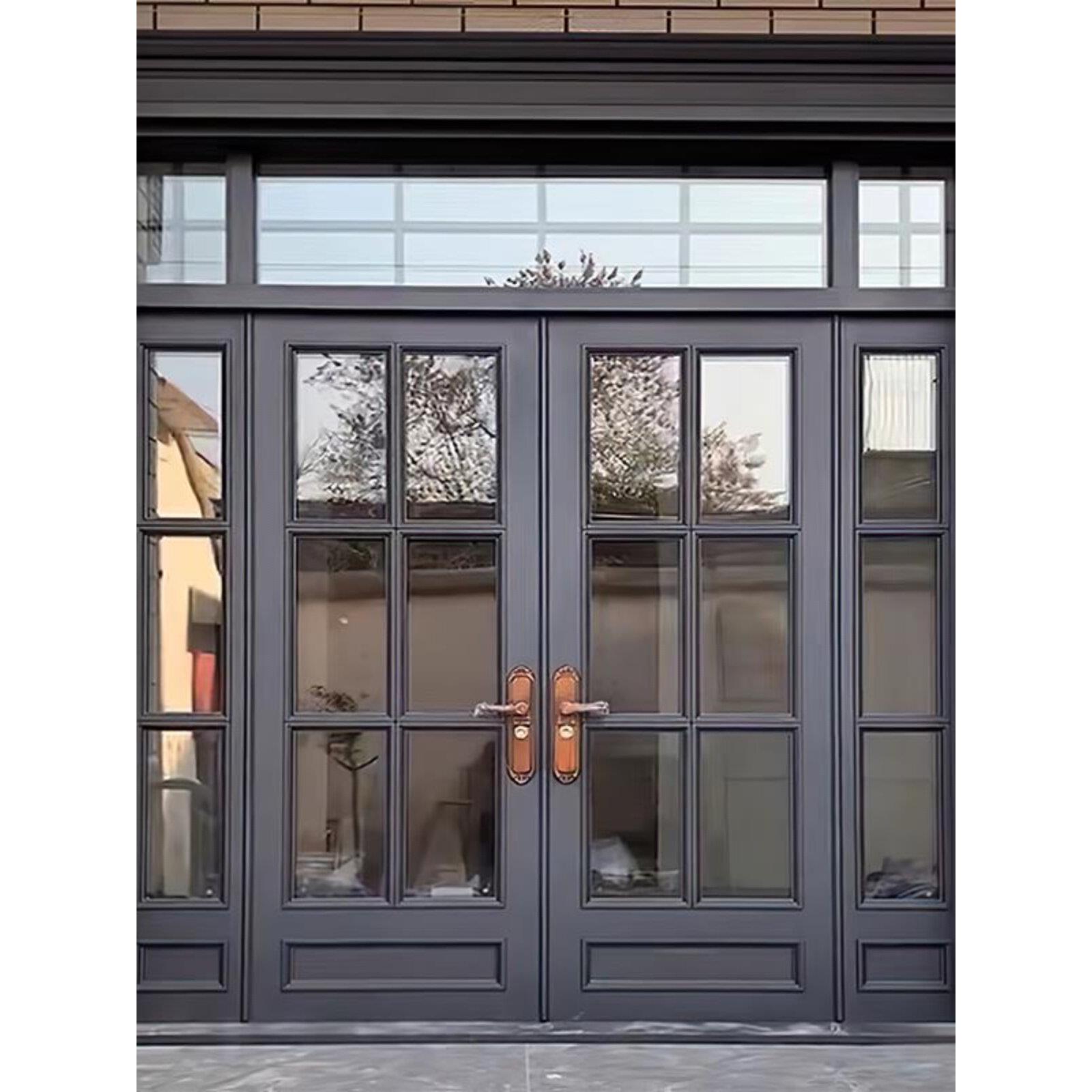 玻璃入户别墅铜门庭院农村自建房双开门锌合金家用乡村防盗大门