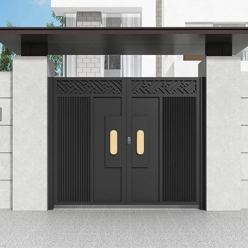 院子栅栏花园别墅门铝合金新中式庭院大门不锈钢农村自建房双开门