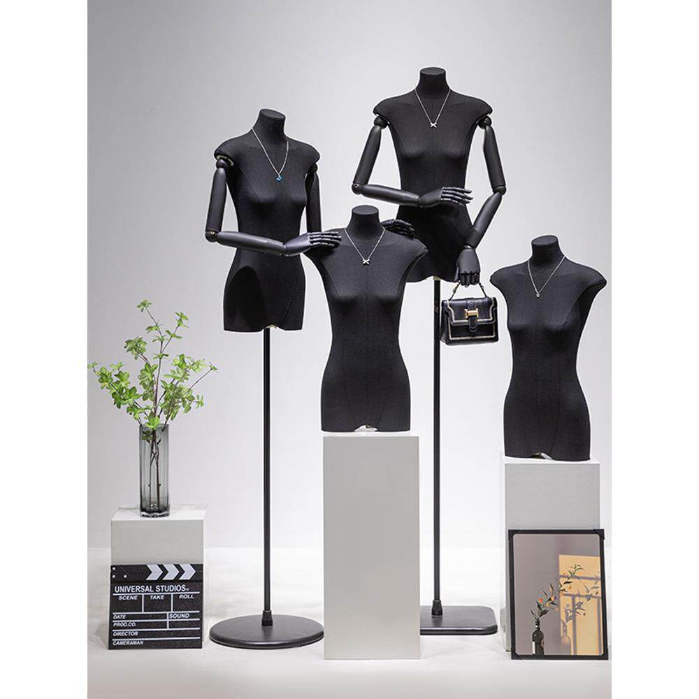 服装店黑色扁身模特道具女半身橱窗韩版平胸假人偶模型人台展示架
