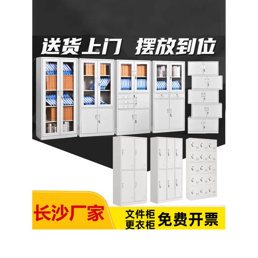 长沙资料档案柜带锁文件柜铁皮办公柜财务凭证矮柜多门员工更衣柜
