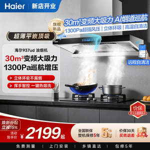 海尔变频欧式顶吸大吸力烟灶联动