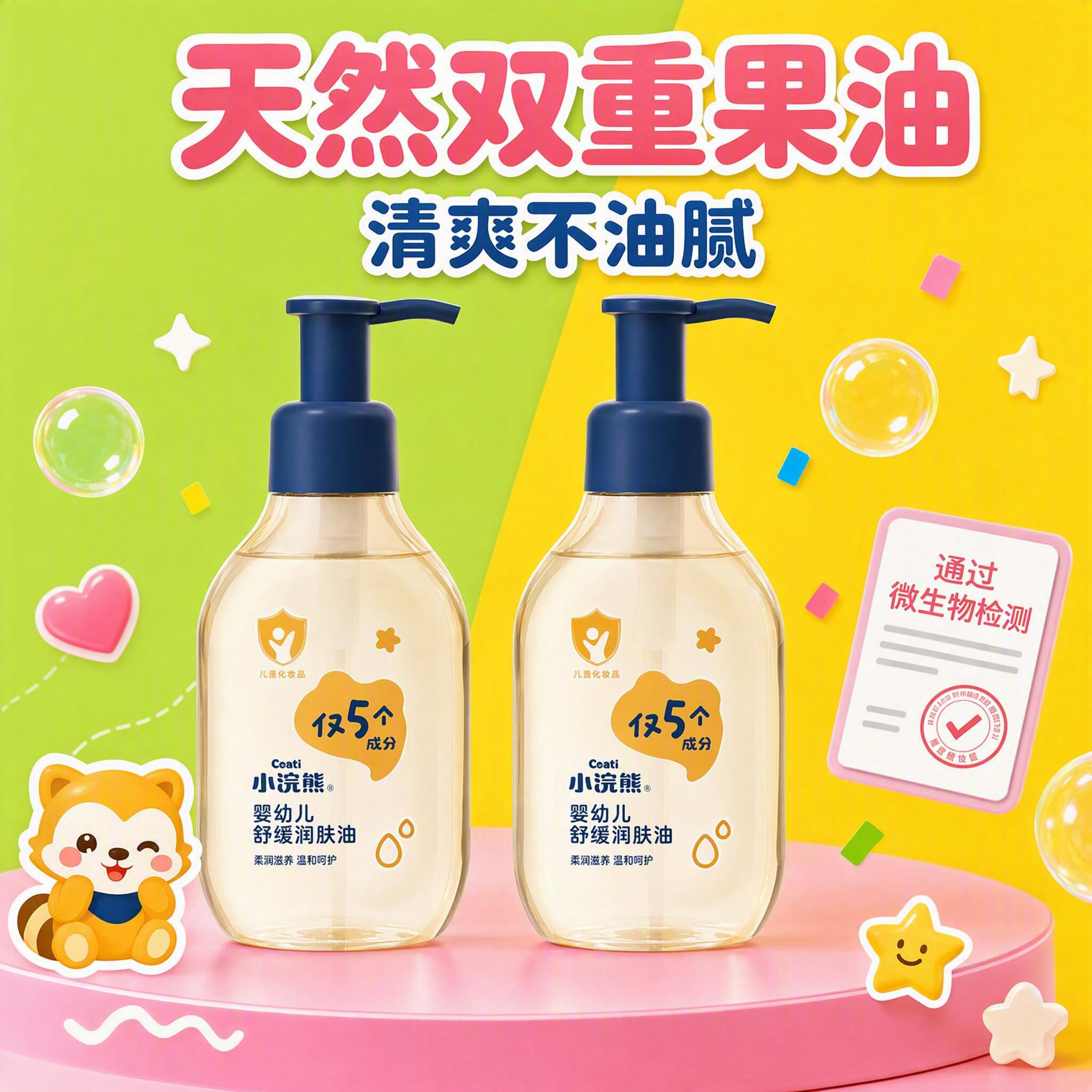 小浣熊婴儿保湿防干裂舒缓润肤油