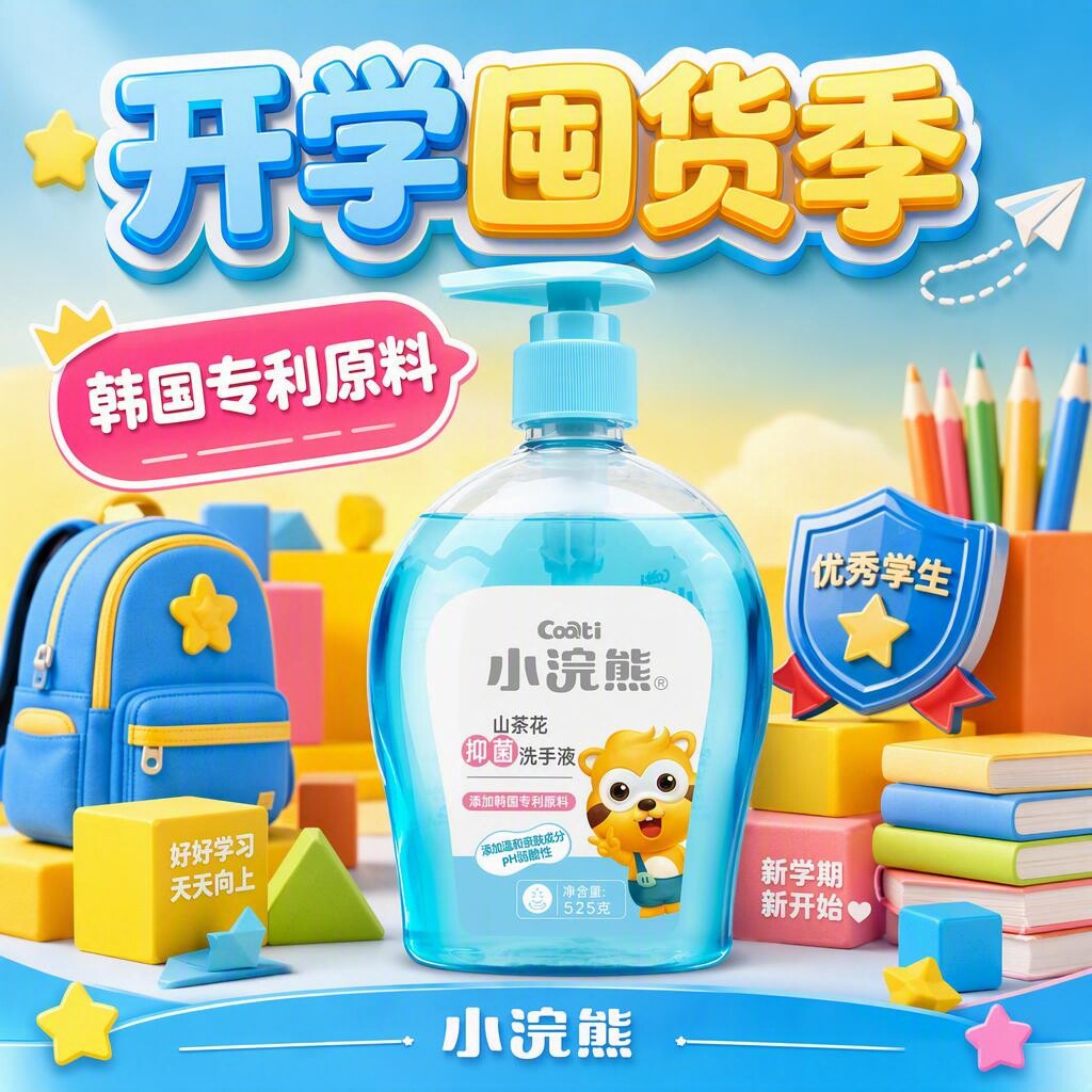 小浣熊宝宝洗手液抑菌按压家用