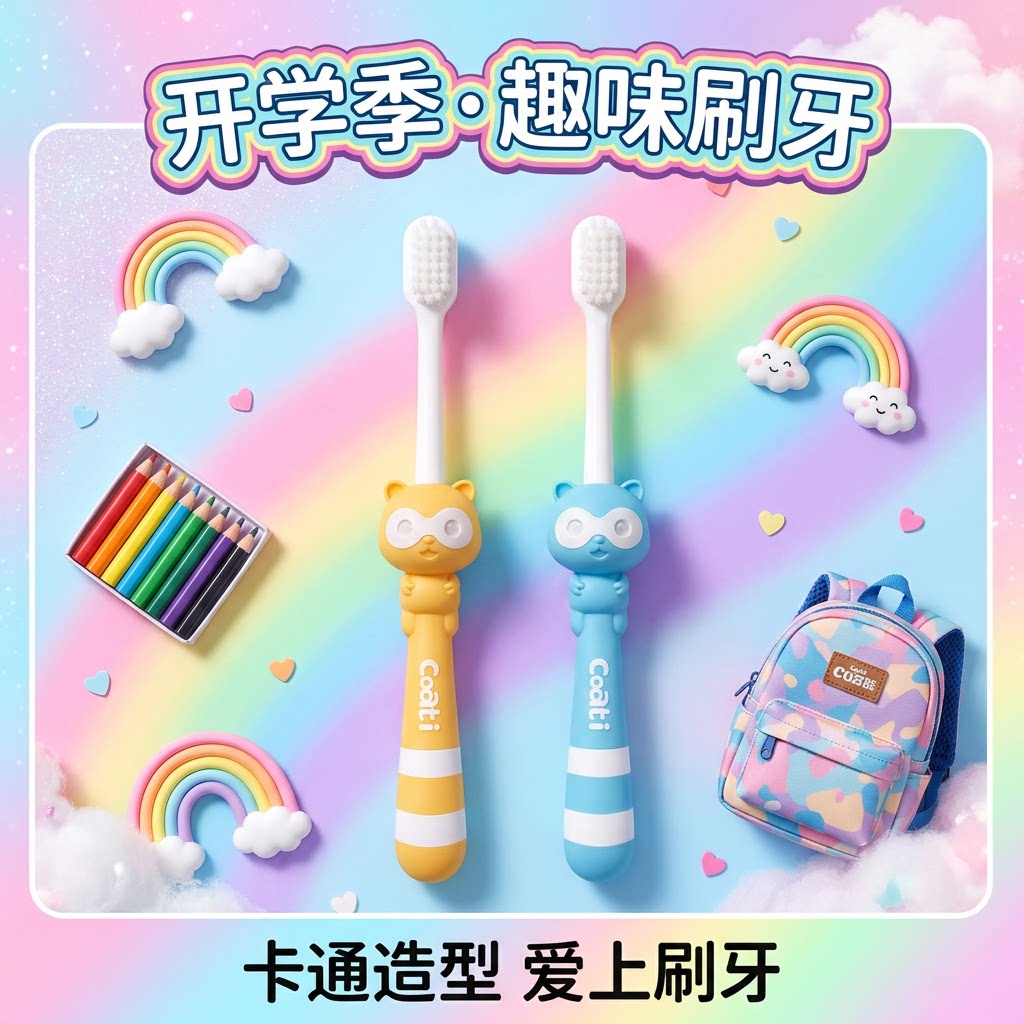 小浣熊儿童细软训练牙刷套装