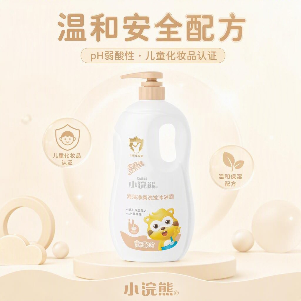 小浣熊宝宝海藻洗发沐浴二合一