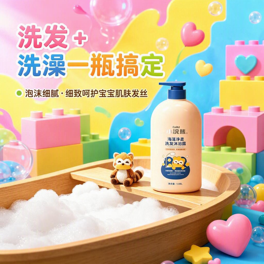 小浣熊儿童洗发沐浴二合一1L装