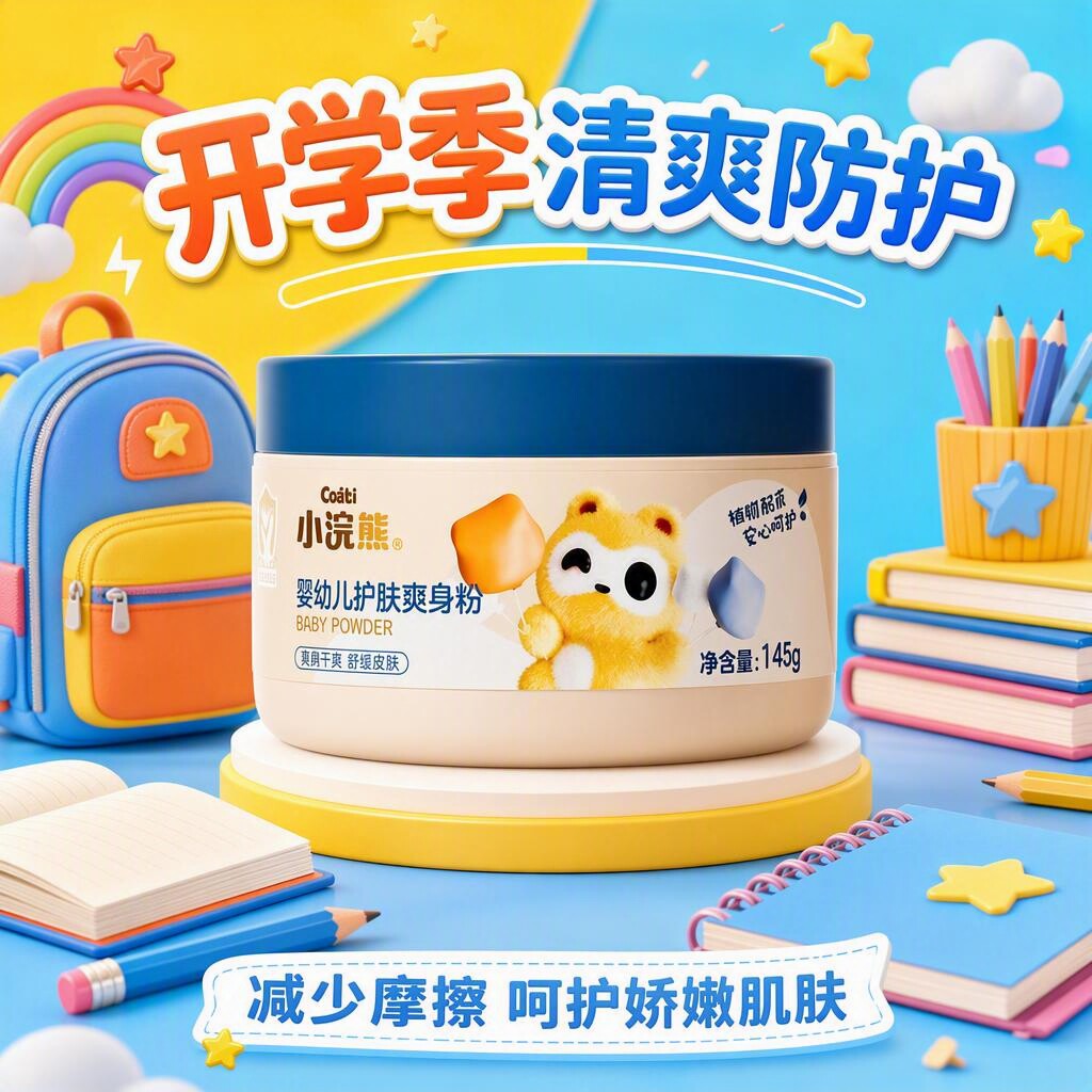 小浣熊婴幼儿爽身粉清爽防护