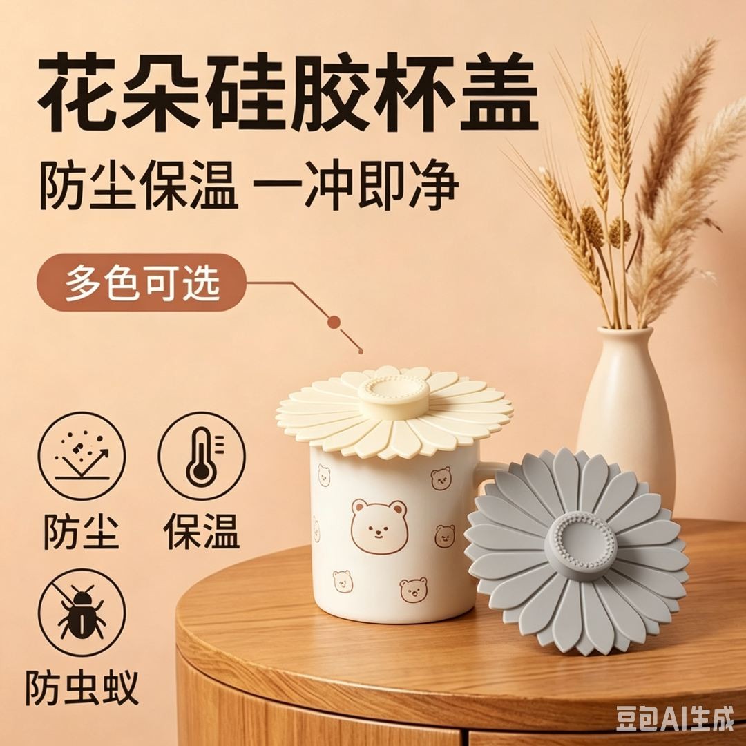 硅胶通用大号保温防尘杯盖
