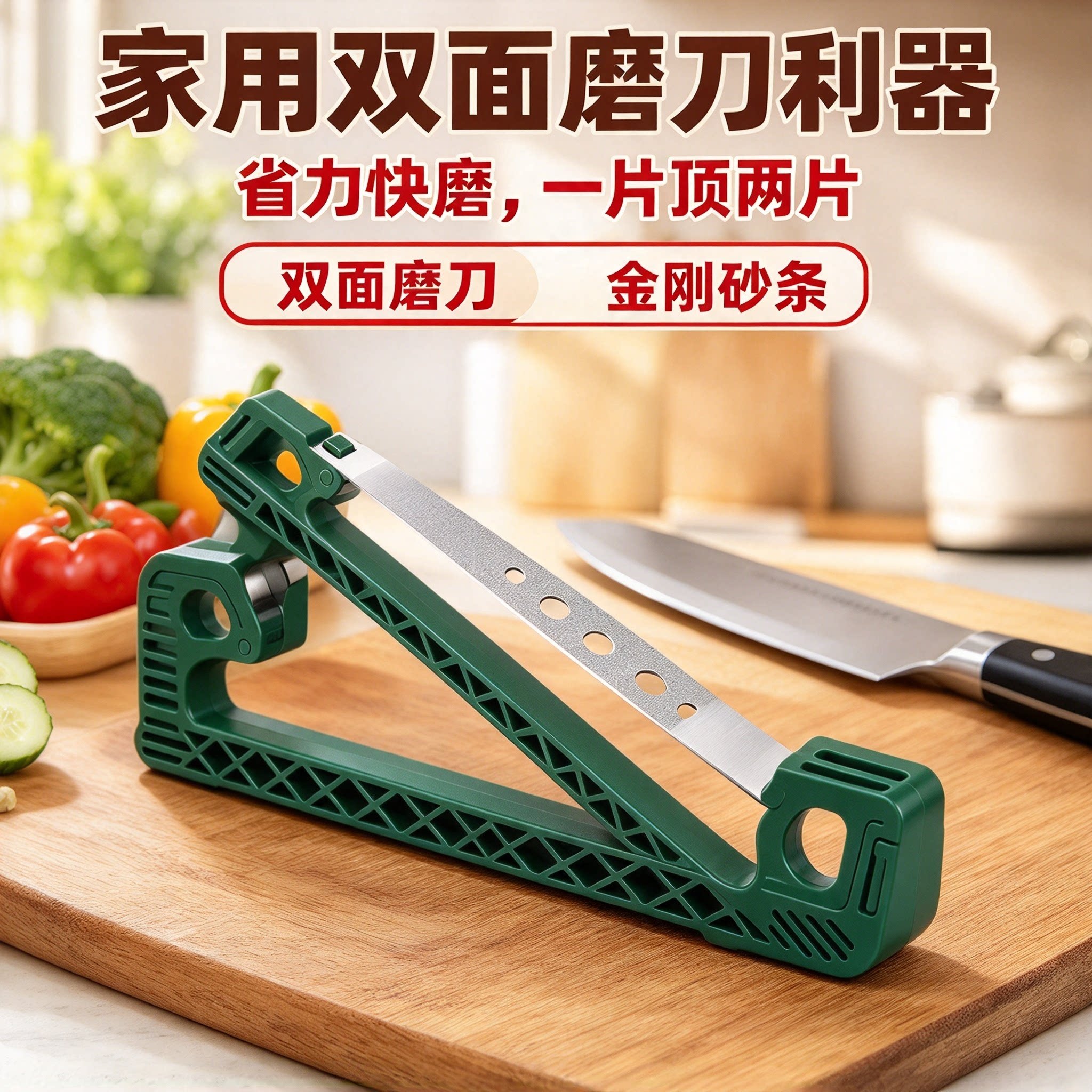 磨刀神器家用快速磨刀器金刚砂双面磨菜厨房专用磨刀石磨农具YL