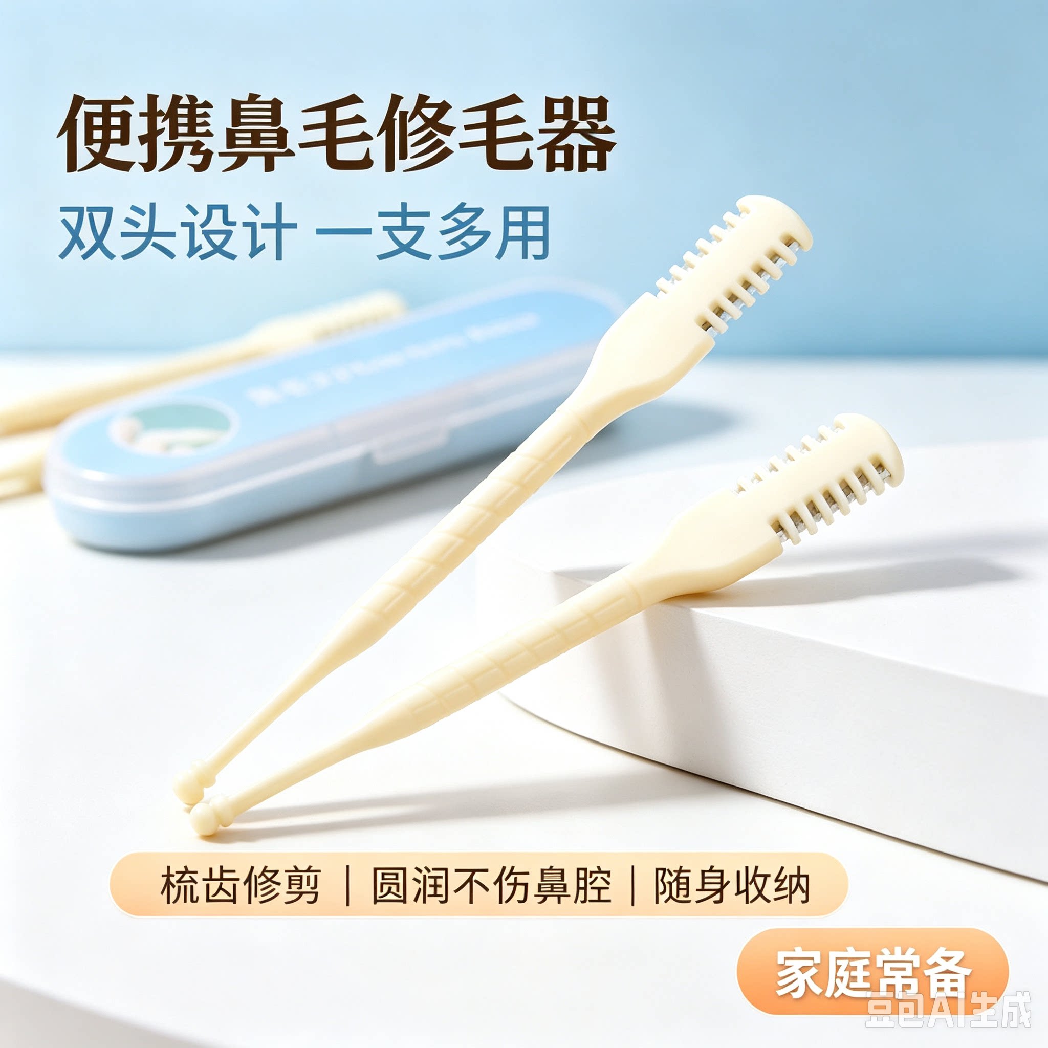 手动双头鼻毛刀旋转修剪器男女通用鼻孔清理温和护鼻可水洗便携YL
