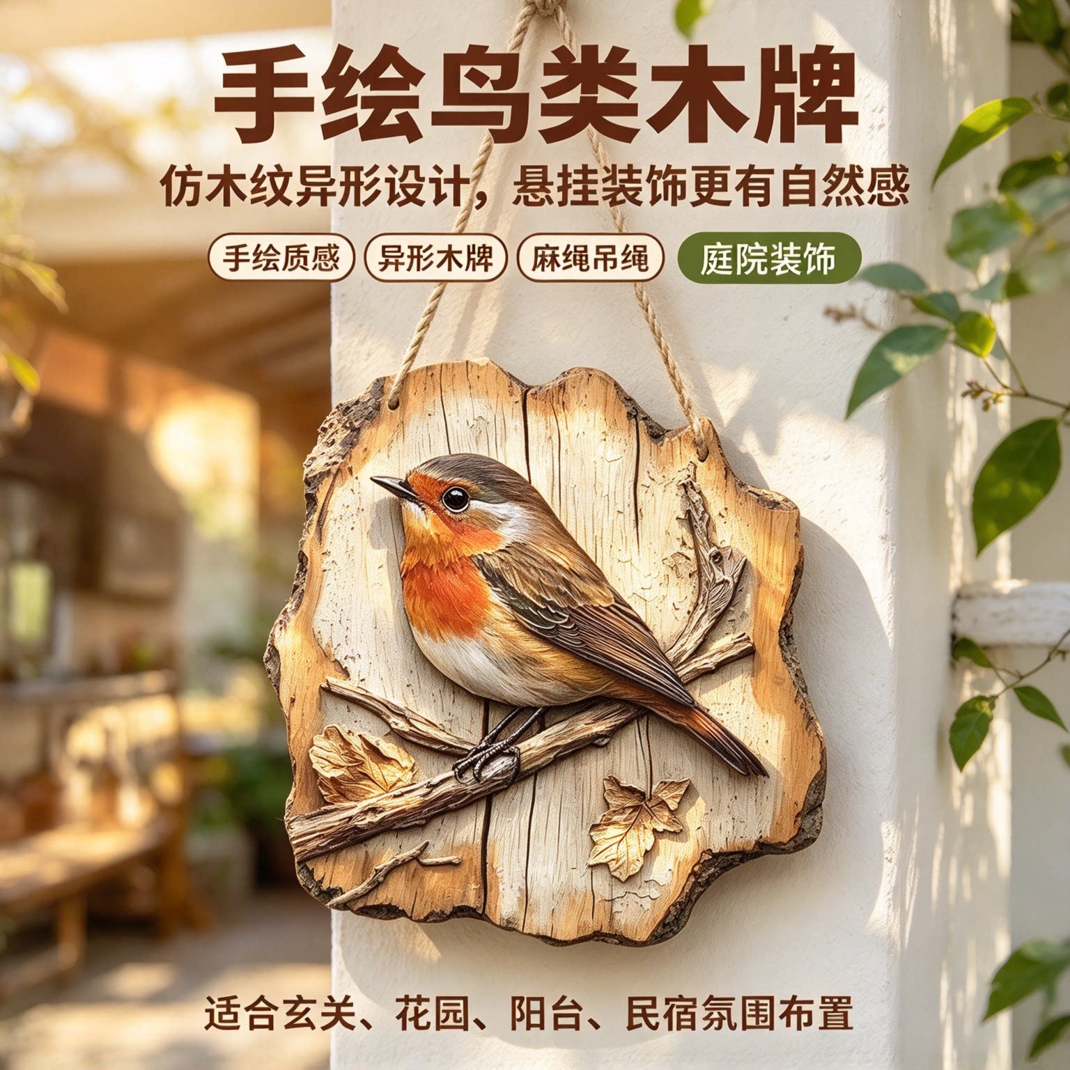2D平面法式田园小鸟墙面艺术装饰品免打孔手工室内风墙饰壁饰YL