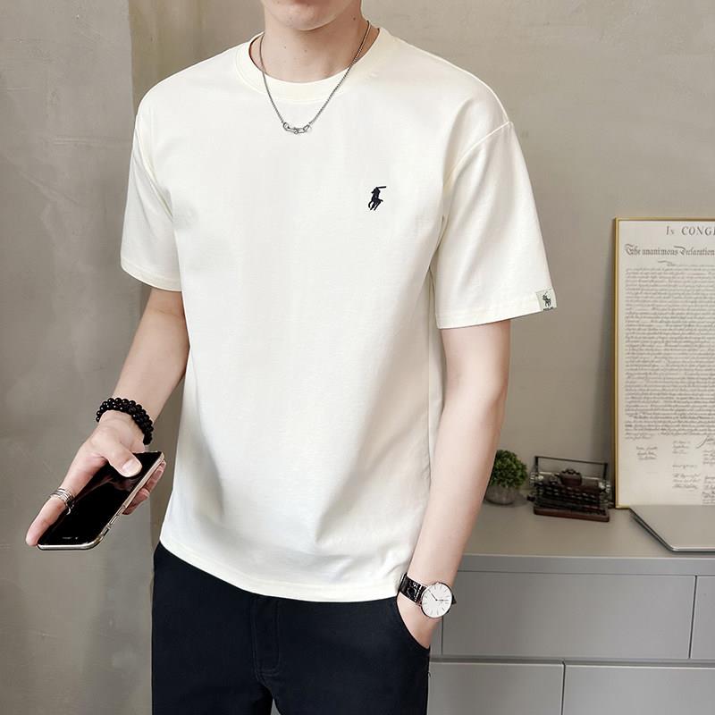 夏季短袖t恤男士2026新款潮流高级感刺绣夏装白色体恤休闲衣服