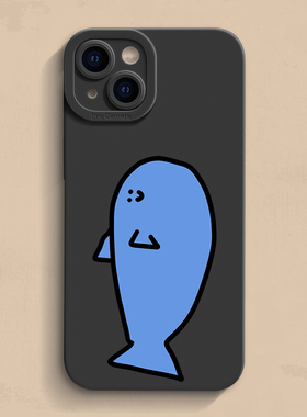 蓝色的鱼iPhone17手机壳苹果14pro max个性13创意12高级11新款xr简约7/8plus保护套mini男女15液态16硅胶se软