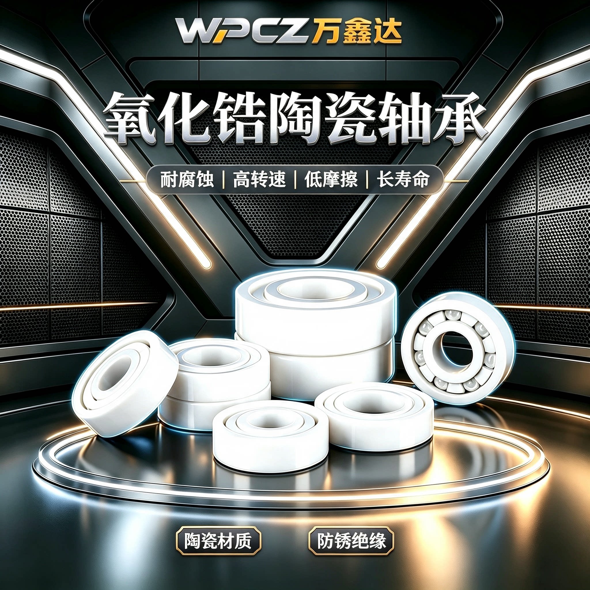 万鑫达氧化锆全陶瓷轴承6200 6201 6202 6203 6204 6205 6206