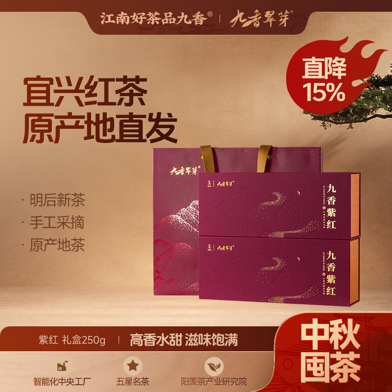 九香特级紫红高档红茶叶礼盒250g