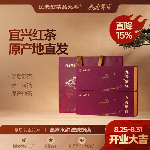 九香特级紫红高档红茶叶礼盒250g