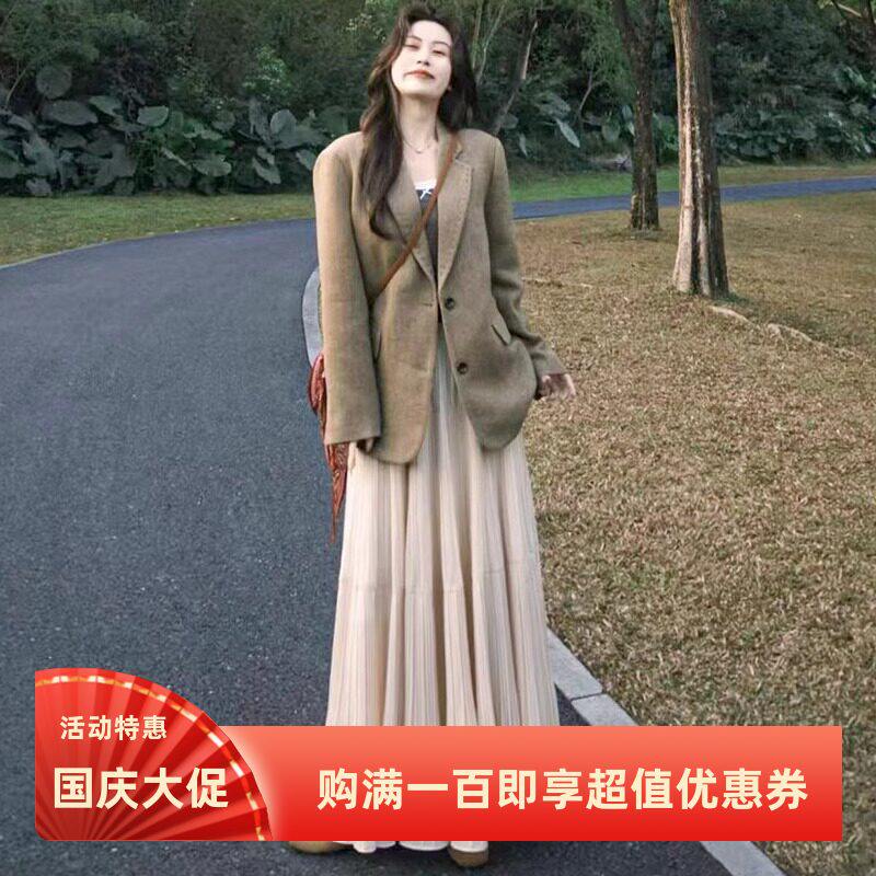 韩系雪纺半身裙女夏季气质百搭小个子高腰显瘦百褶裙温柔风蛋糕裙