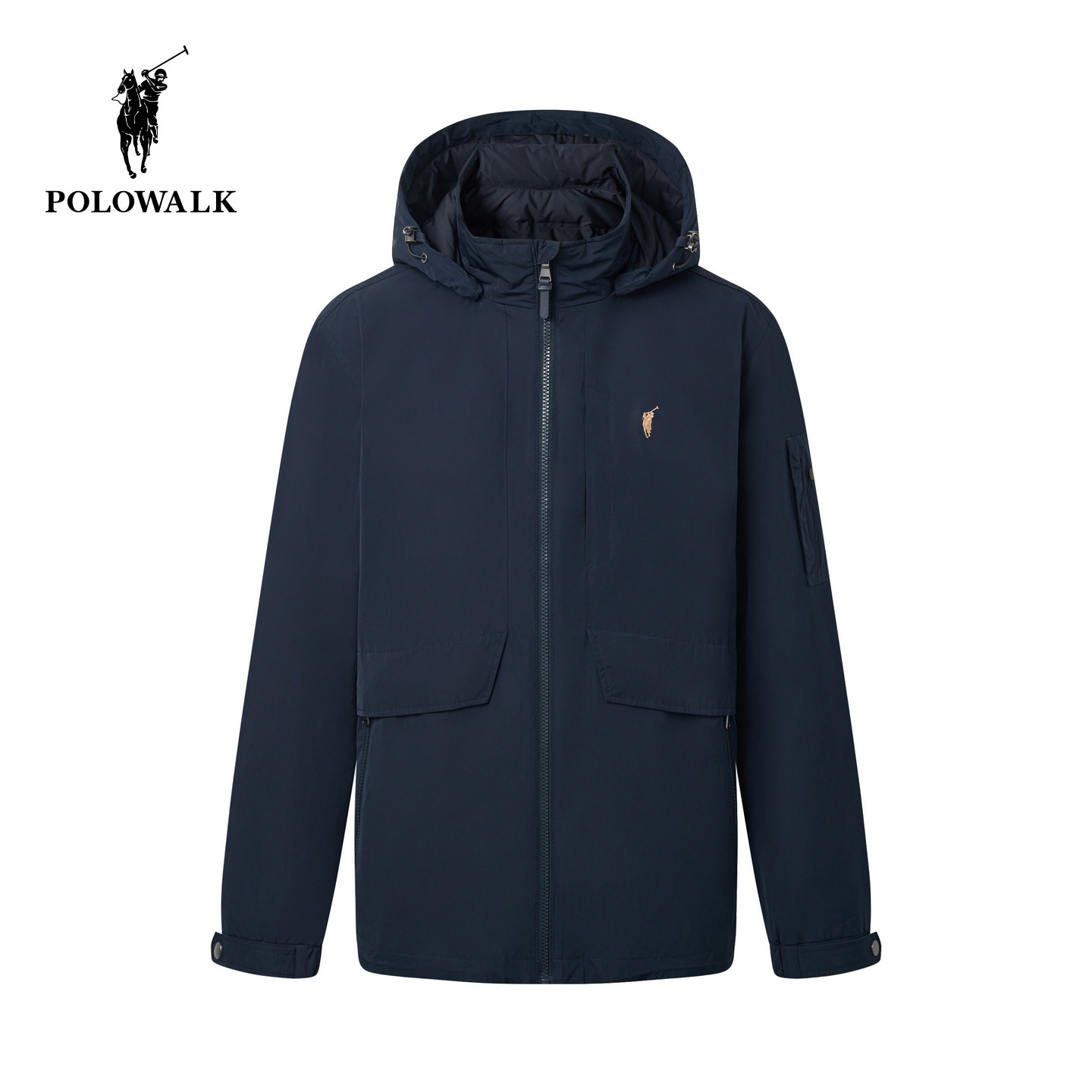 POLOWALK男士一衣三穿羽绒外套冬季新品90鹅绒连帽可拆卸羽绒服