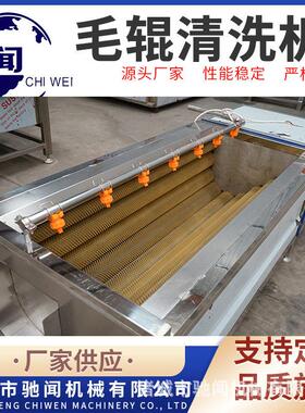 全自动不锈钢毛刷清洗机猪耳朵U型毛辊清洗设备 毛辊去皮机多少钱