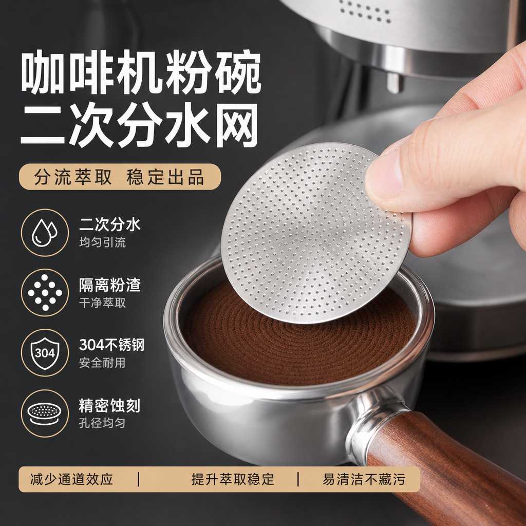 咖啡过滤网二次分水网食品级不锈钢滤片烧结片咖啡机手柄粉碗适