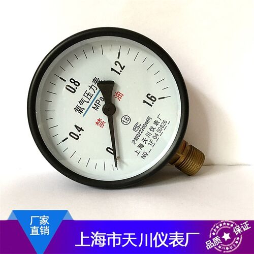氧气压力表 YO100Z/YO100  0-1.6mpa /2.5mpa禁油式 上海天川仪表