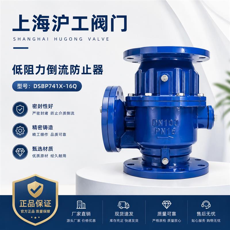 上海沪工自来水污水管道止回阀低阻力倒流防止器DSBP741X球墨铸铁
