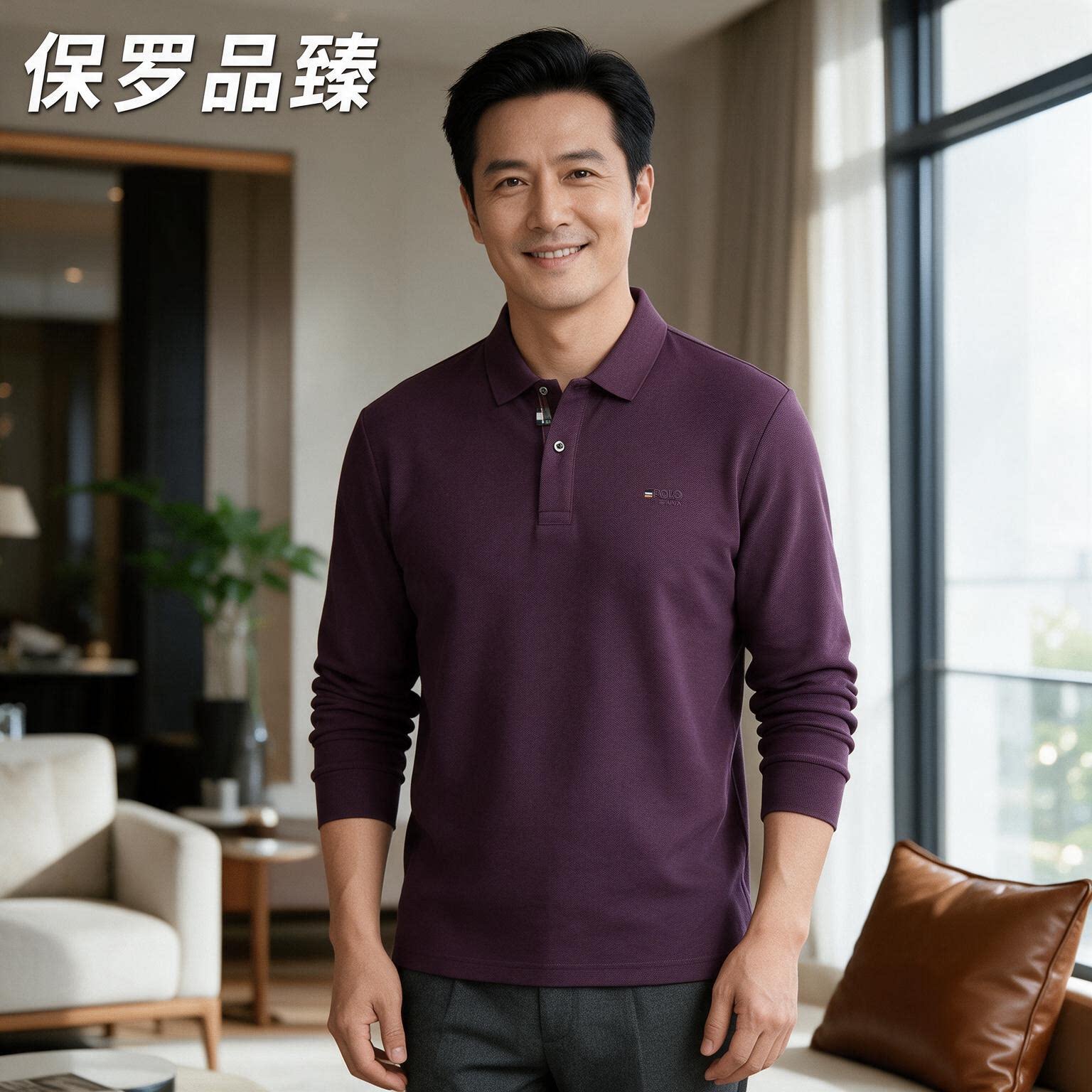 2026新款男士长袖新款潮流百搭翻领长袖POLO衫商务休闲男T恤A213