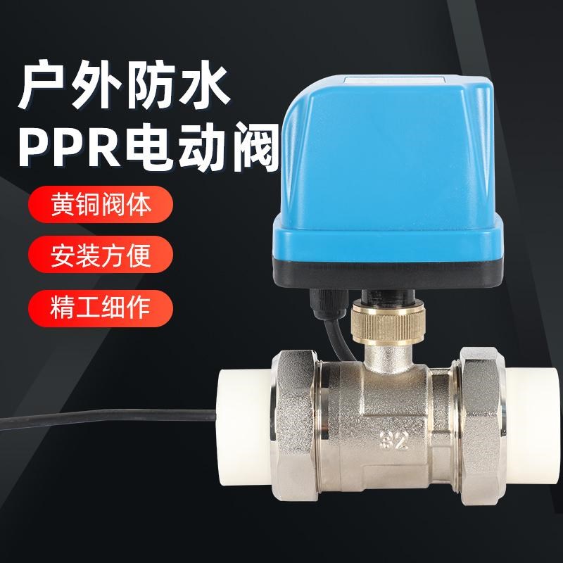 PPR电动球阀220VDC24V防水款两线铜电动水阀常开常闭式开关电磁阀