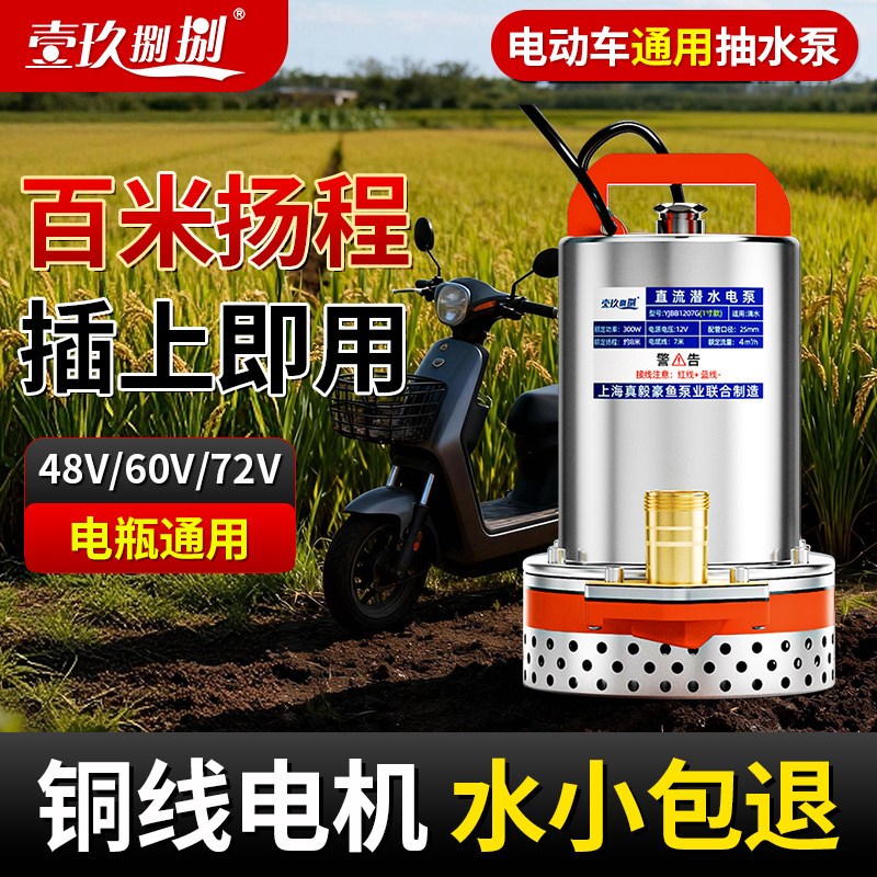 直流潜水泵48V60V72伏电瓶家用电动车小型抽水泵灌溉农用抽水机