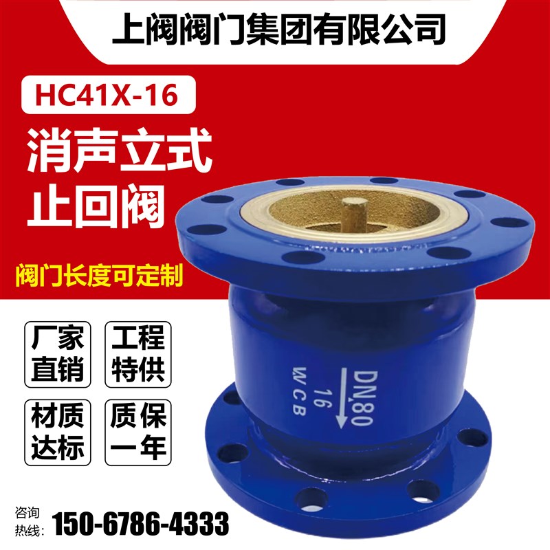 铸铁消声法兰止回阀HC41X-16C立式单向水泵DN506580100125150200