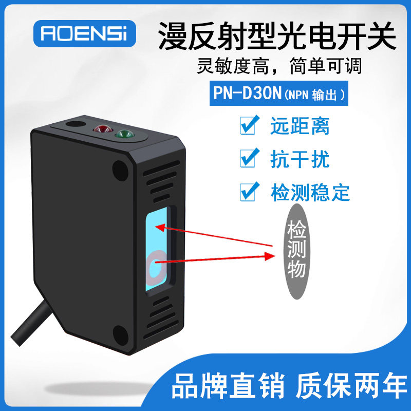 方形激光漫反射式光电开关24V检测感应传感器NPN替E3Z-L61 CX-423