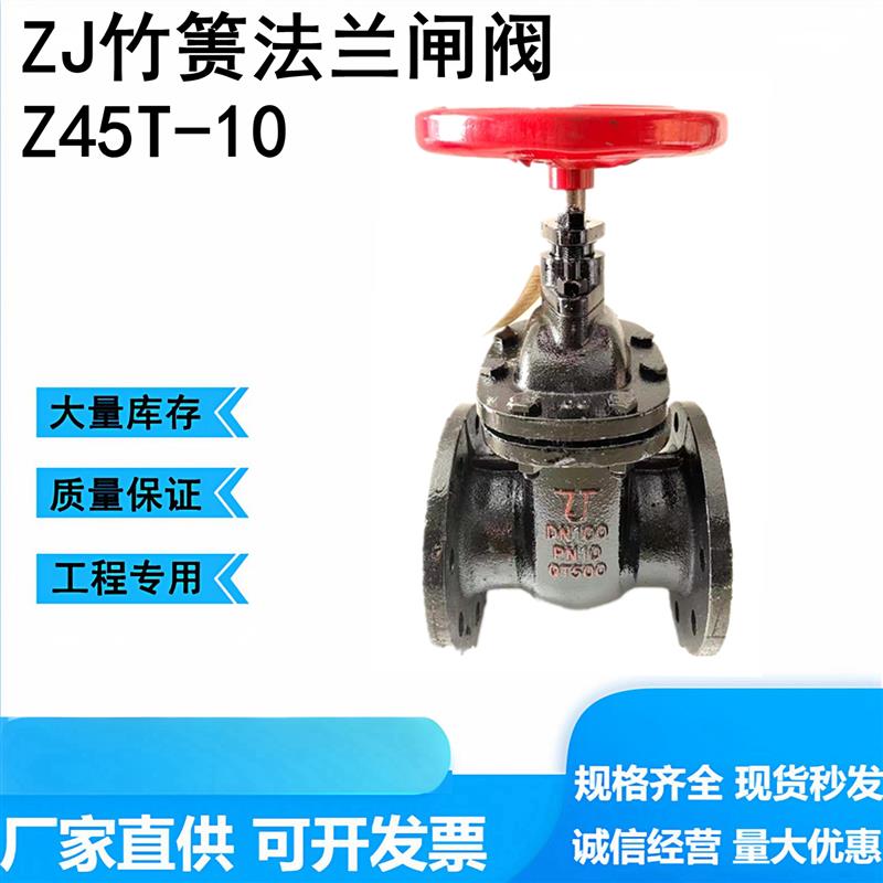 ZJ竹箦竹机Z45T-10法兰闸阀铁制闸阀钢杆铜杆铜芯DN50 80 100 125