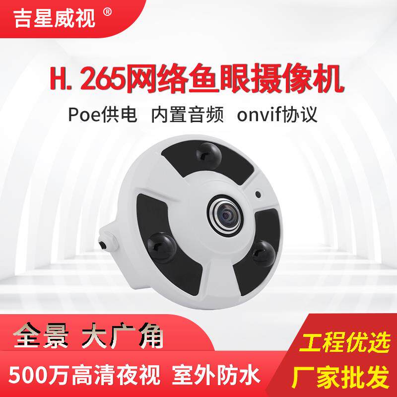 全景鱼眼300万网络摄像机poe数字广角高清夜视监控工程H.265探头